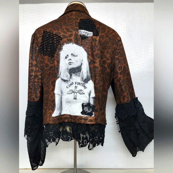 Birch Hill Jackets & Blazers - Rock Couture Blondie Leopard & Lace Jacket Upcycled Retro Band Merch
